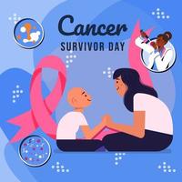 Mother Support Daughter In Cancer Day Concept vector