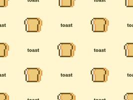 Toast cartoon character seamless pattern on yellow background.Pixel style vector