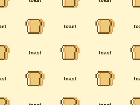 tostadas personaje de dibujos animados de patrones sin fisuras sobre fondo amarillo.estilo de píxel vector