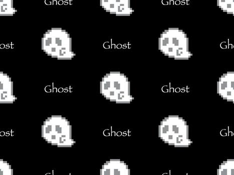 personaje de dibujos animados fantasma de patrones sin fisuras sobre fondo negro.estilo de píxel vector