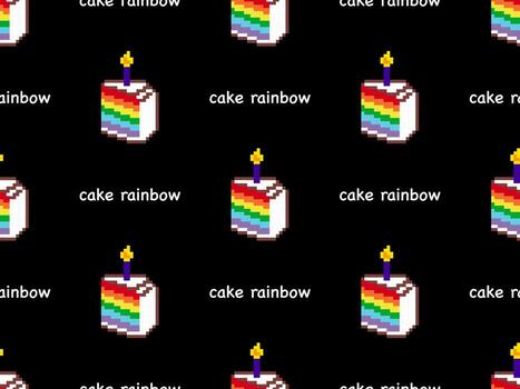 personaje de dibujos animados de pastel de patrones sin fisuras sobre fondo negro.estilo de píxel vector