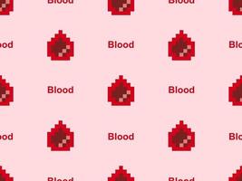 Blood cartoon character seamless pattern on pink background.Pixel style vector