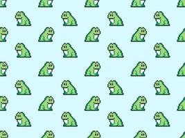 Frog cartoon character seamless pattern on blue background. vector
