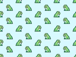 Frog cartoon character seamless pattern on blue background. vector