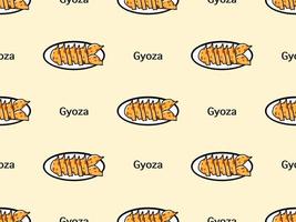 Gyoza cartoon character seamless pattern on yellow background. vector