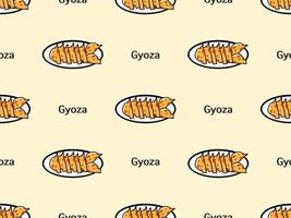 Gyoza cartoon character seamless pattern on yellow background. vector