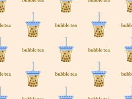 Bubble tea cartoon character seamless pattern on yellow background.Pixel style vector