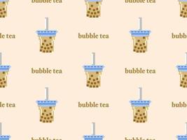 Bubble tea cartoon character seamless pattern on yellow background.Pixel style vector