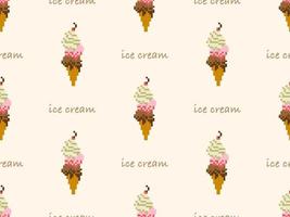 Ice cream cartoon character seamless pattern on yellow background vector