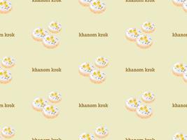 khanom krok cartoon character seamless pattern on yellow background. vector