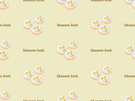 khanom krok cartoon character seamless pattern on yellow background. vector