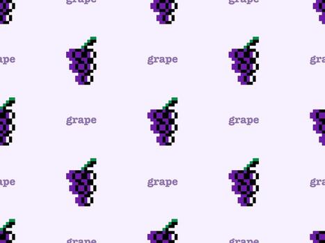 Grape cartoon character seamless pattern on purple background. vector