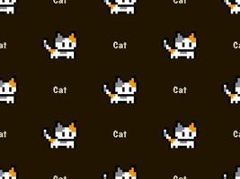 Cat cartoon character seamless pattern on black background. vector