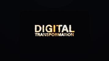 Digital Transformation text word gold light animation video