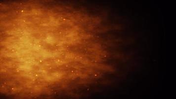 partículas naranjas y humo fluyen hacia el fondo video