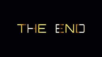 THE END  golden text with light glowing effect video
