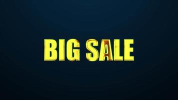 Big Sale text word gold light animation video