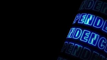 Independence Day 3D tube blue neon text video