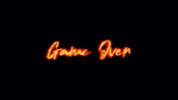 fuego quemar texto de game over word video