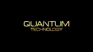Quantum Technology gold text with glitch effect
