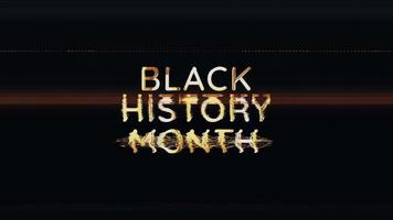 Black History Month text word gold light animation video