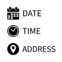 Date, Time, Address or Place Icons Symbol vector