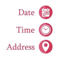 Date, Time, Address or Place Icons Symbol 3 vector