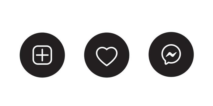 Add, love, and message icon vector in circle button