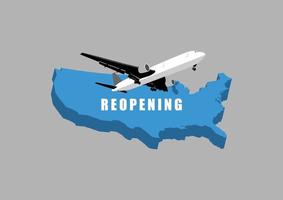 Reopening airplane travel in America vector