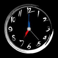 Brush stroke clock 7 o clock illustration painting brush design vector