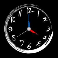 Brush stroke clock 4 o clock illustration painting brush design vector