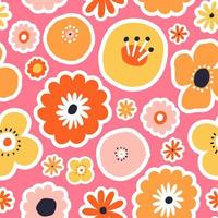 Beautiful Floral Vector Seamless Pattern. Botanical texture with different flowers