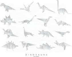 conjunto de dinosaurios en estilo origami plano tiranosaurio, pterodáctilo, barosaurio, estegosaurio, deinonychus, euoplocephalus, triceratops, jurásico, diplodocus, braquiosaurio vector