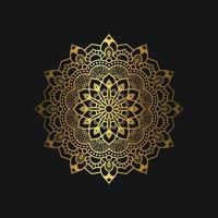 Luxury mandala design with golden color. Deluxe golden floral ornament on black background. Suitable for graphic resources, wedding invitation, business card, wallpaper. vector