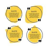 Quote box frame. Speech bubble templates set. Blank template quote text info design boxes quotation bubble blog quotes symbols. Creative vector banner illustration.