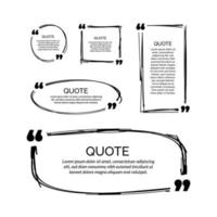 Doodle quote box frame. Hand drawn speech bubble templates set. Blank template quote text info design boxes quotation bubble blog quotes symbols. Creative vector banner illustration.
