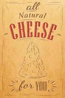 cartel con letras de queso natural para usted dibujo estilizado en kraft.
