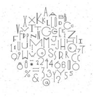 dibujo del alfabeto art deco en estilo de línea sobre fondo blanco