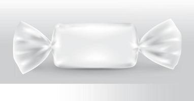 White rectangular candy package for new design, isolation of the product on a white background with reflections and soldering white color. vector