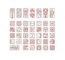 Set of creative modern art deco seafood icons in flat line style drawing on white background. vector