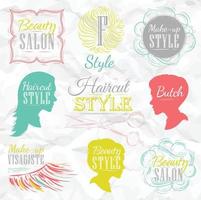 Set Beauty salon, side view in a retro style and stylized for the drawing with color vector