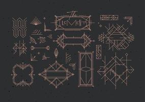 Art deco vintage design elements drawing in line style on dark background vector