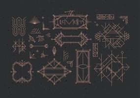 Art deco vintage design elements drawing in line style on dark background vector