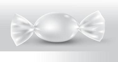 paquete de dulces ovalados blancos para un nuevo diseño, aislamiento del producto sobre un fondo blanco con reflejos y color blanco de soldadura. vector