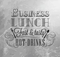 Business menu poster in vintage style drawing with chalk on chalkboard background. vector