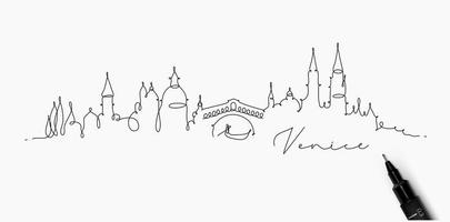 City silhouette venice in pen line style drawing with black lines on white background
