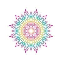 Colorful floral mandala background. Vector hand drawn doodle art. Decorative flower with rainbow color. Coloring book page.