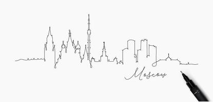 silueta de la ciudad de moscú en dibujo de estilo de línea de lápiz con líneas negras sobre fondo blanco vector