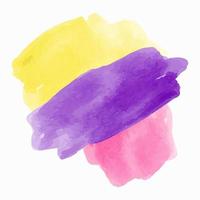 watercolor gradient brush stroke, abstract geometric figure, 3d, purple, pink, and yellow color vector