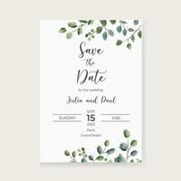 Vector invitation cards with watercolor flowers elements. Wedding collection